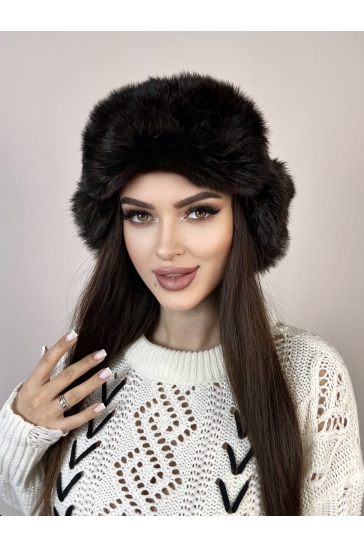 Шапка женская из текстиля с кроликом